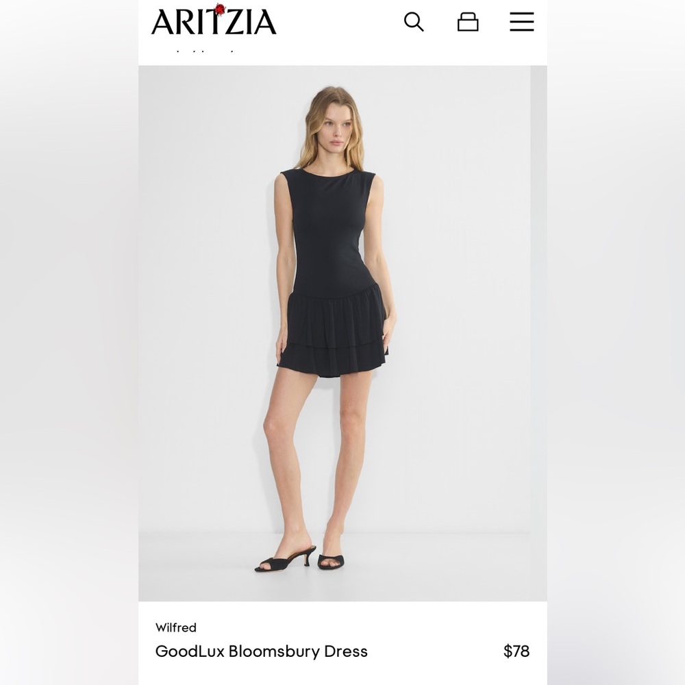 Aritzia Goodlux Bloomsbury Dress, Black, Small